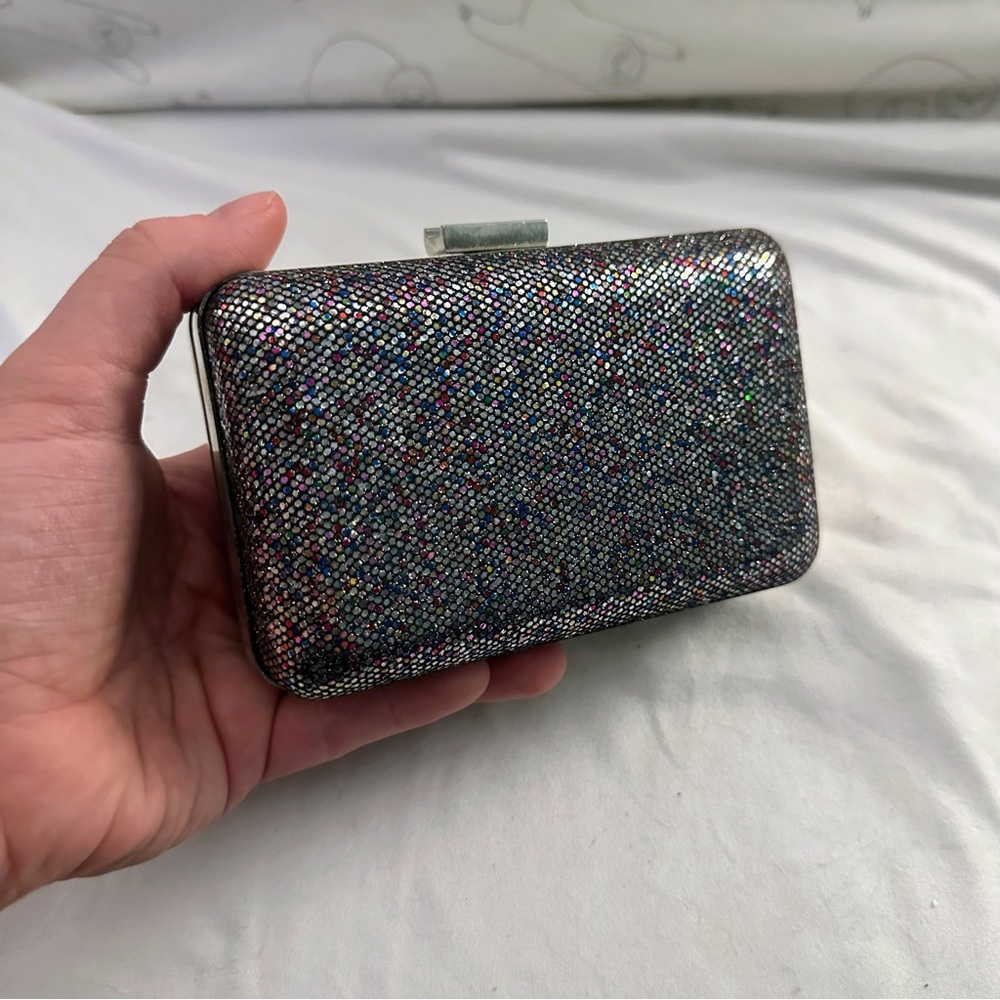Sparkling Multicolor Clutch Purse with Optional Chain | Rectangular, Glitter - Picture 2 of 8